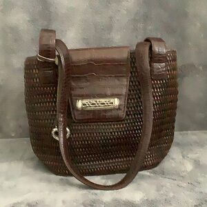Brighton brown leather woven shoulder handbag